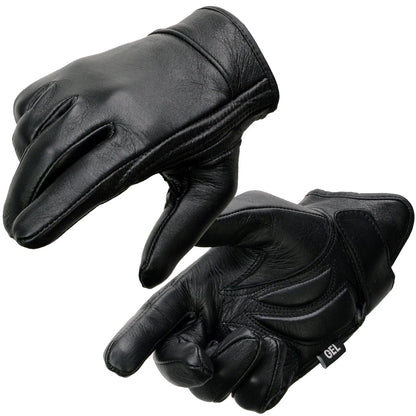 Milwaukee Leather MG7510 Men's 'Gel Palm' Black Short Wrist Leather Gloves