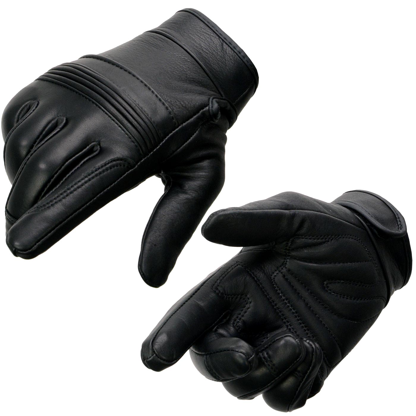 Milwaukee Leather MG7535 Men's Black 'Flex Knuckles' Premium Leather Riding Gloves with Gel Palm