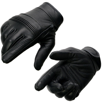 Milwaukee Leather MG7535 Men's Black 'Flex Knuckles' Premium Leather Riding Gloves with Gel Palm