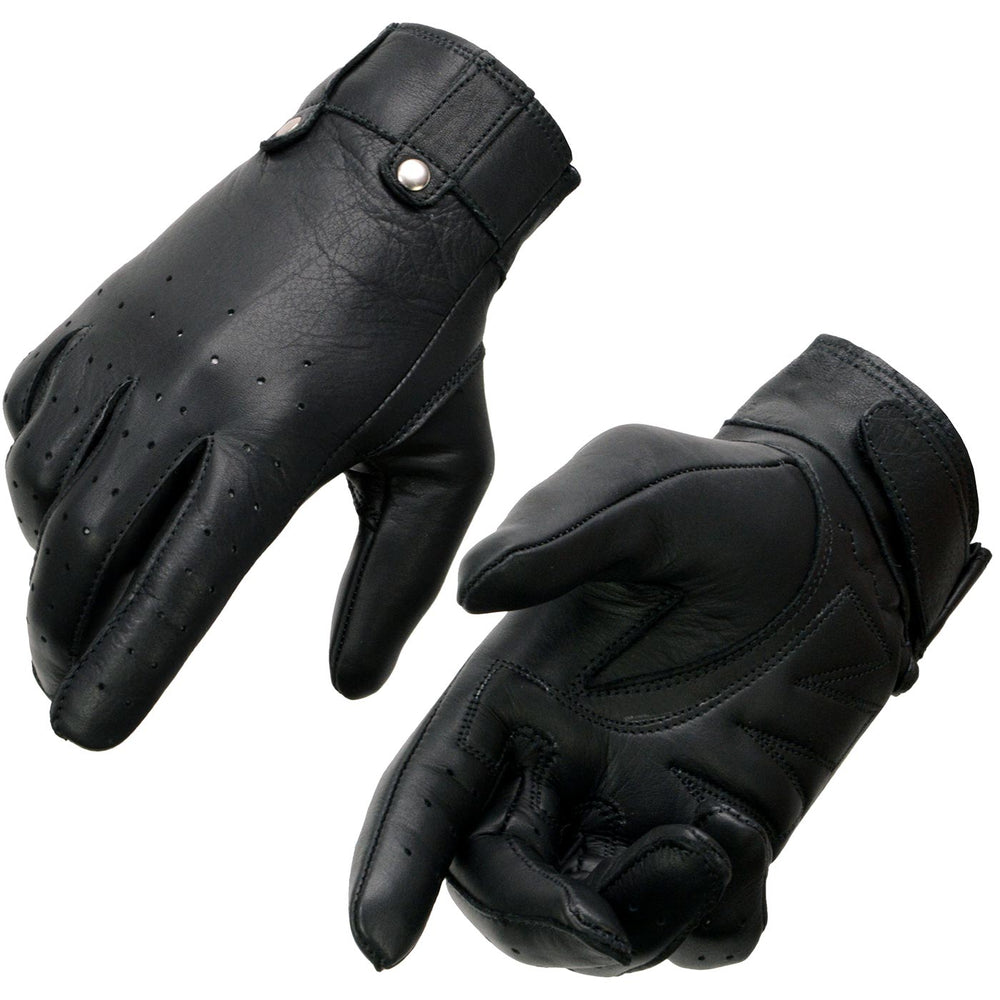 Milwaukee Leather MG7710 Women's Black Perforated Leather Driving Gloves with Gel Palm