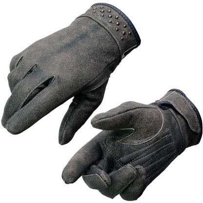 Milwaukee Leather MG7760 Women's Distressed Grey Leather Gloves with Gel Palms