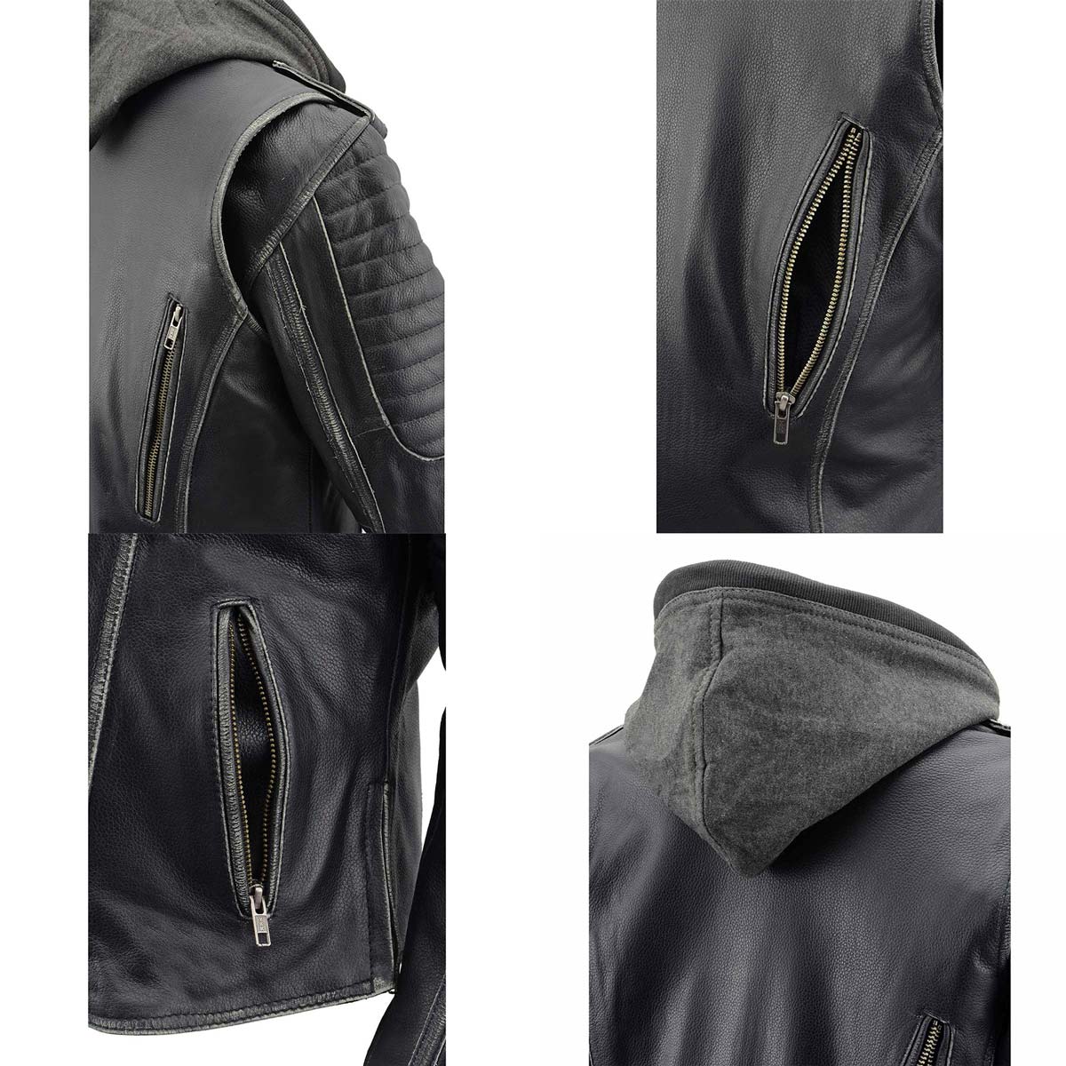 Women's Rub-Off MC Jacket w/ Hoodie Liner | Leatherup – LeatherUp USA