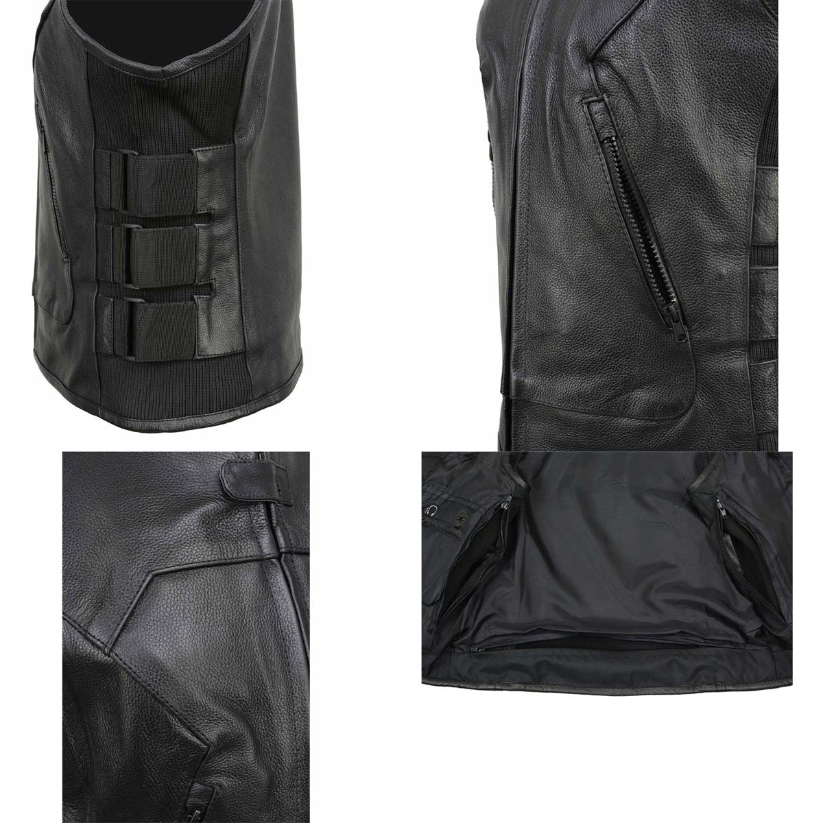 Milwaukee Leather MLL4501 Women's Tactical Swat Style Rider Leather Vest w/ Single Panel Back for Club Patches
