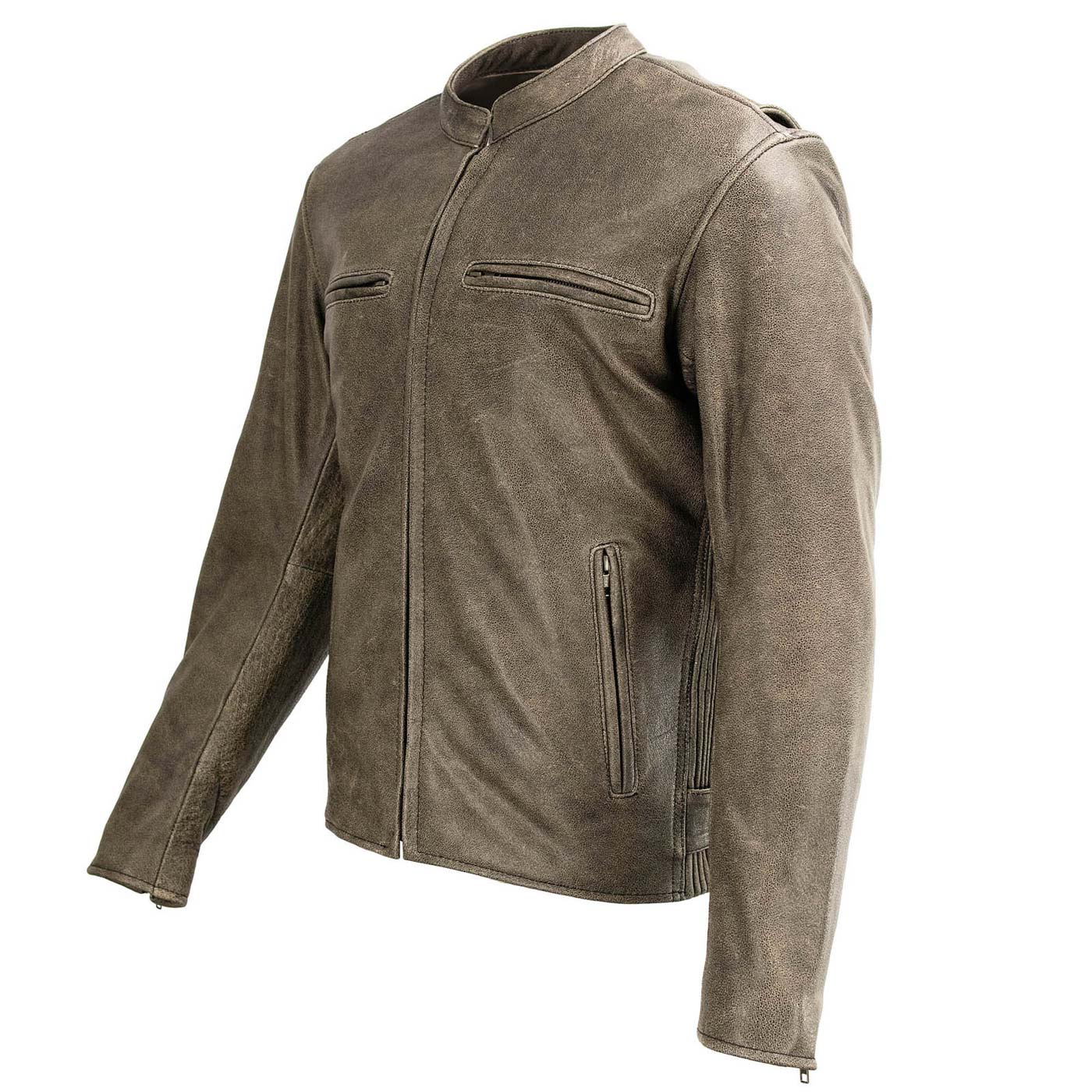 Milwaukee Leather MLM1503 Men's Distressed Brown ‘Racer’ Motorcycle Vented Leather Rider Jacket