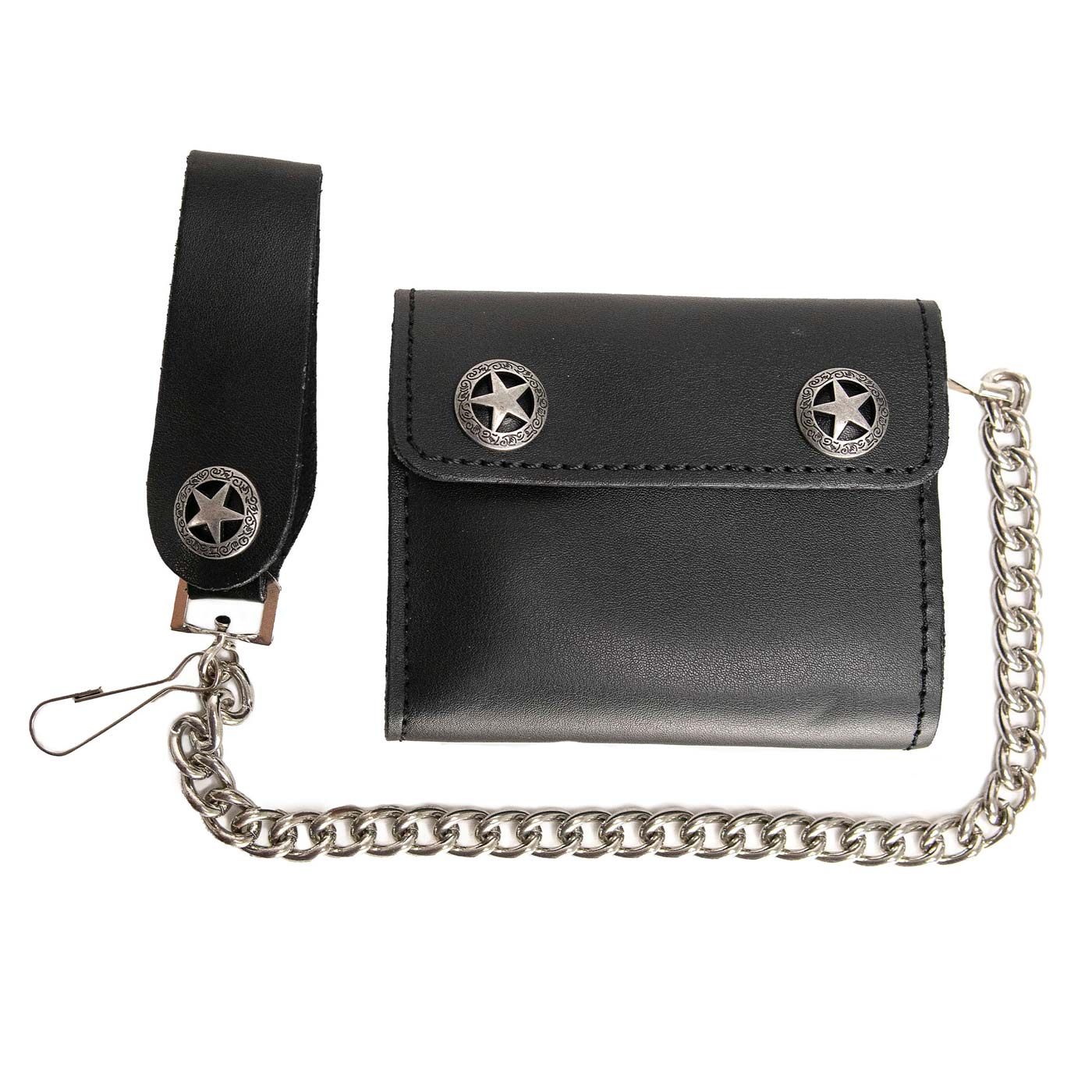 Milwaukee Leather MLW7823 Men's 7" Leather Bi-Fold Biker Wallet w/ Multiple Storage and Swivel Trigger Clip Anti-Theft Stainless Steel Chain