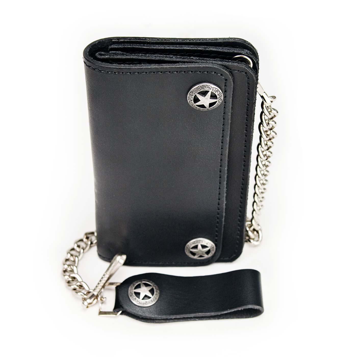 Milwaukee Leather MLW7824 Men's 7" Leather Bi-Fold Biker Wallet w/ Multiple Storage and Swivel Trigger Clip Anti-Theft Stainless Steel Chain