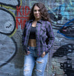 Milwaukee Leather MNG21603 Women's Casual Black with Purple Long Sleeve Casual Cotton Flannel Shirt