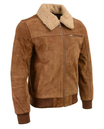 Milwaukee Leather Vintage SFM1818 Men's Classic Beige Suede Leather Fashion Coat Jacket w/ Front Zipper Closure