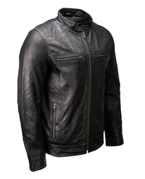 Milwaukee Leather SFM1866 Men's Classic Black Moto Leather Jacket with Zipper Front