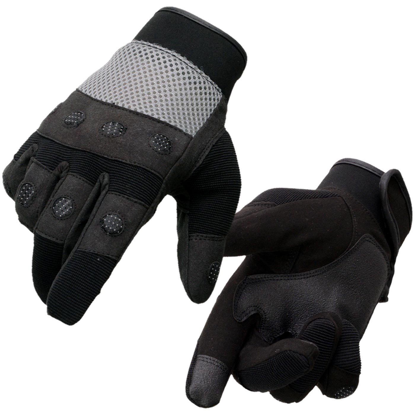 Milwaukee Leather SH76101 Men's Black and Grey Textile Mesh Motorcycle Mechanics Riders Gloves w/ Amara Cloth Bottom