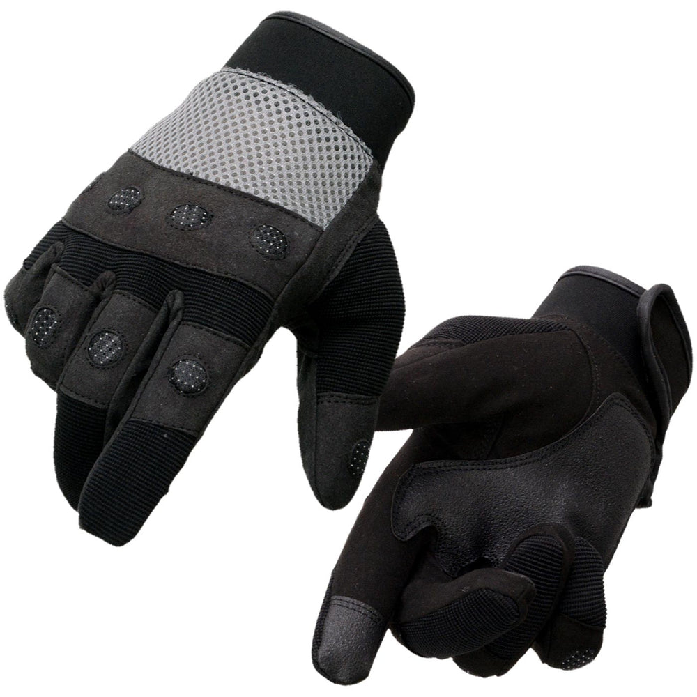 Milwaukee Leather SH76101 Men's Black and Grey Textile Mesh Motorcycle Mechanics Riders Gloves w/ Amara Cloth Bottom