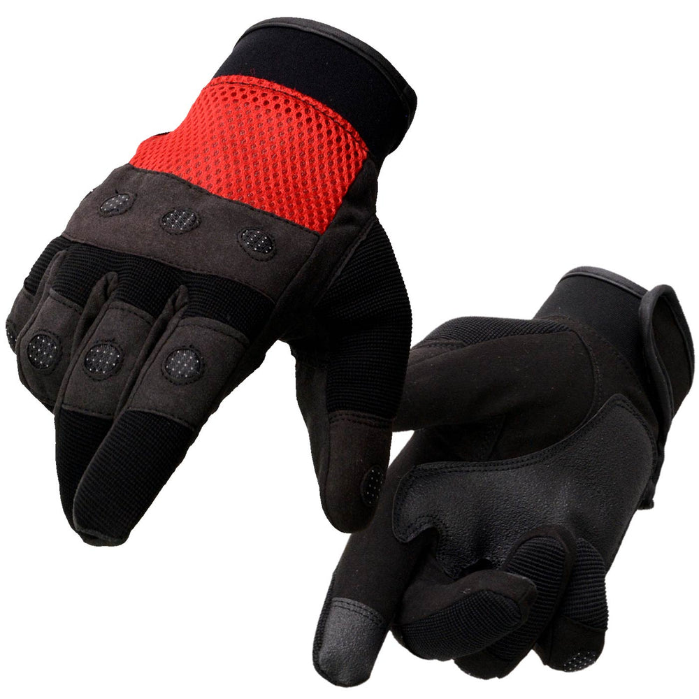 Milwaukee Leather SH76102 Men's Black and Red Textile Motorcycle Gloves