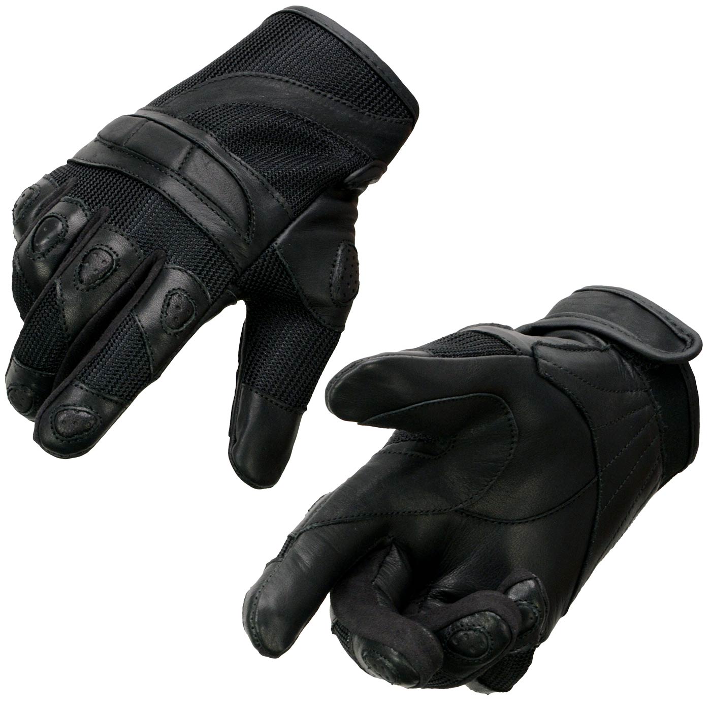 Milwaukee Leather SH802 Women's Black Leather and Mesh Racing Gloves with Padding