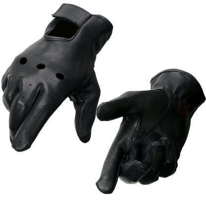 Milwaukee Leather SH868 Men's Classic Driving Black Unlined Deerskin Leather Gloves