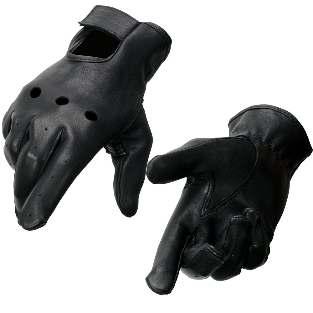 Milwaukee Leather SH868 Men's Classic Driving Black Unlined Deerskin Leather Gloves