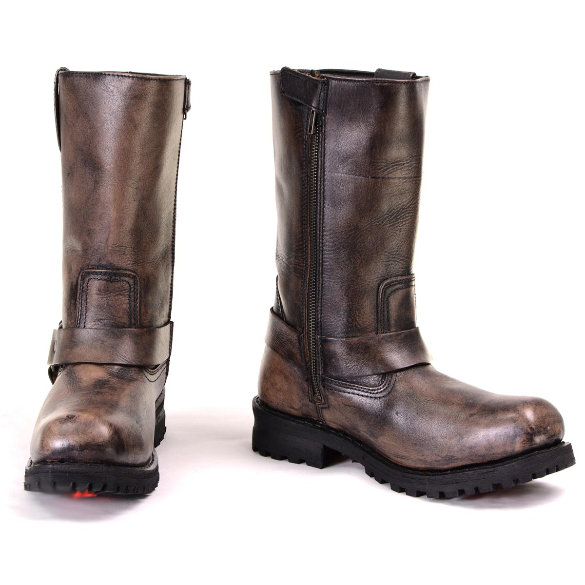 Xelement Men s Throttle Distressed Brown Leather Motorcycle Biker Rider Boots X99005