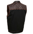 Milwaukee Leather MDM3037 Men's 'Wrecker' Black Denim and Leather Club Style Vest w/ Diamond Quilt Design