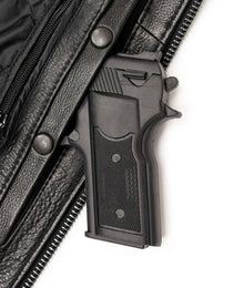 Milwaukee Leather USA MADE MLJKM5003 Men's Black Echo Premium Leather Motorcycle Jacket with Reflective Piping