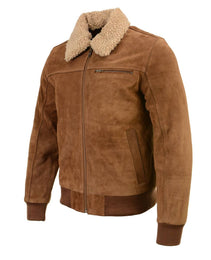 Milwaukee Leather Vintage SFM1818 Men's Classic Beige Suede Leather Fashion Coat Jacket w/ Front Zipper Closure