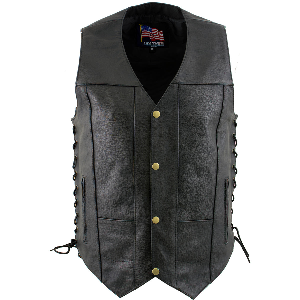 USA Leather 1204 Men's Black 'Dime' Classic Leather Ten Pocket