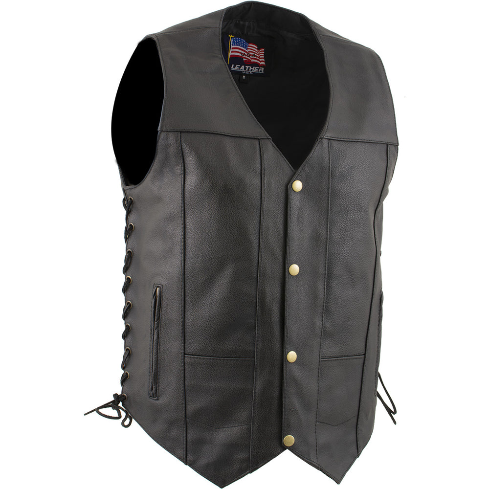 Mens Designer Vest with Adjustable Velco Straps and Removable Patches 