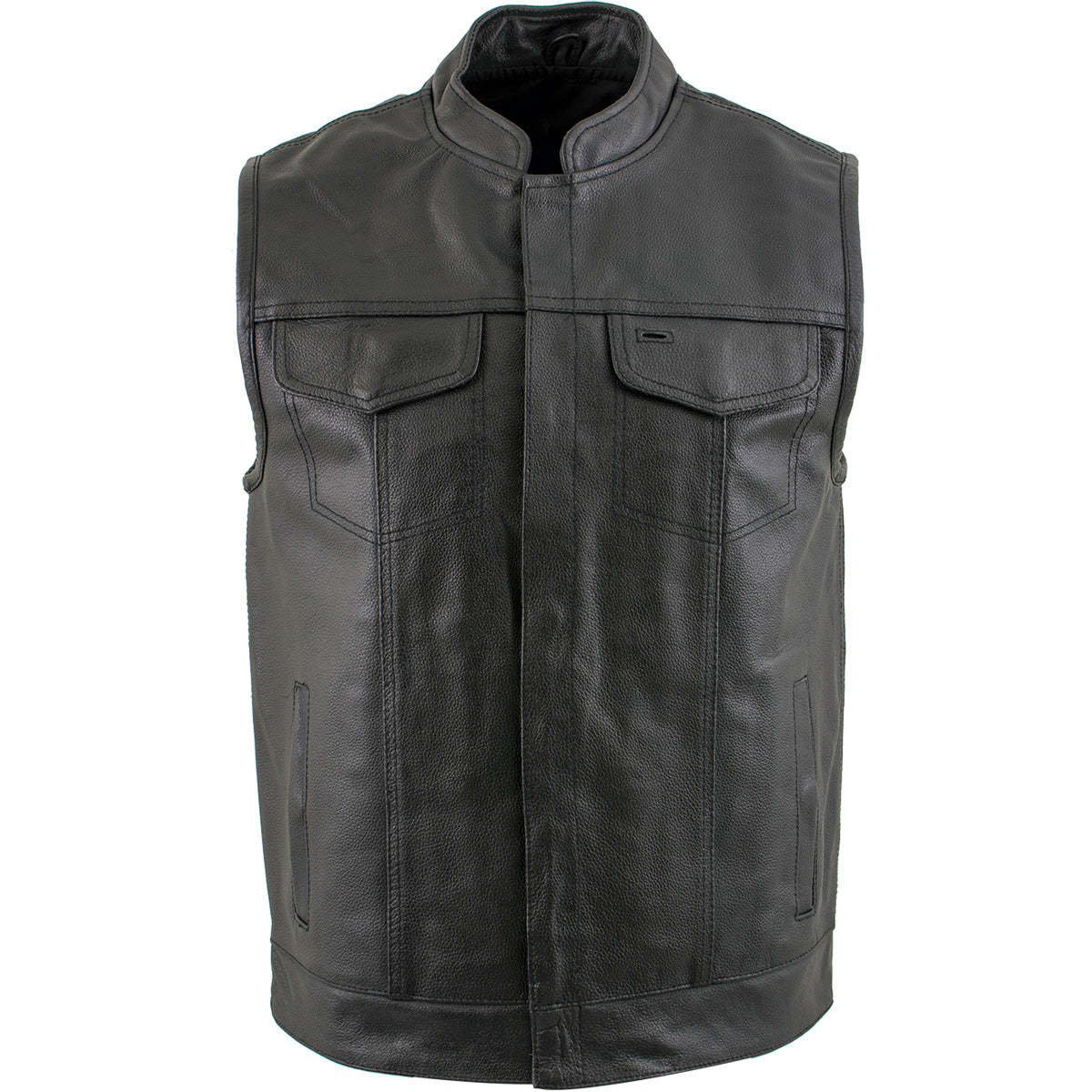 USA Leather 1205 Men's Black 'Combat Style' Motorcycle Biker Leather Vest