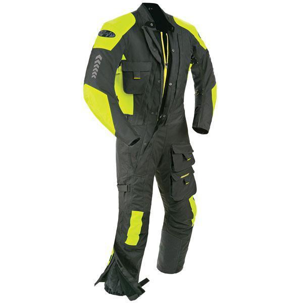 Joe Rocket 'Survivor' Mens Black/Hi-Visibility Yellow Textile Riding Suit