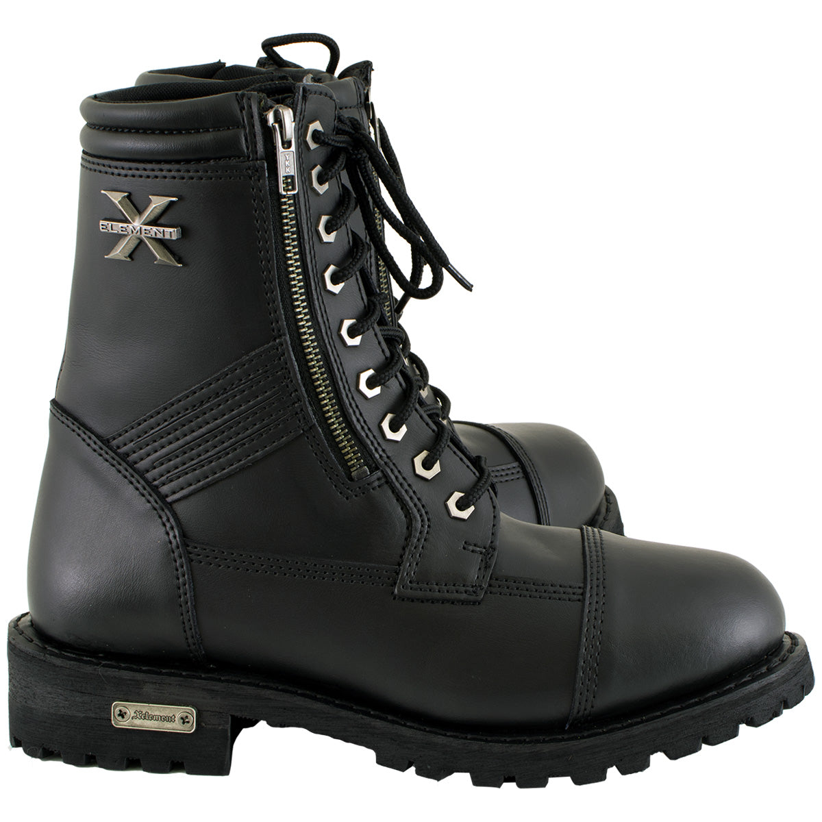 Xelement 1506 Men s Impact Black Premium Leather Lace Up Motorcycle Biker Rider Boots