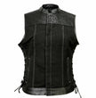Milwaukee Leather MDL4052 Women's 'Skelly' Black Motorcycle Denim Vest w/ Skull Embroidery