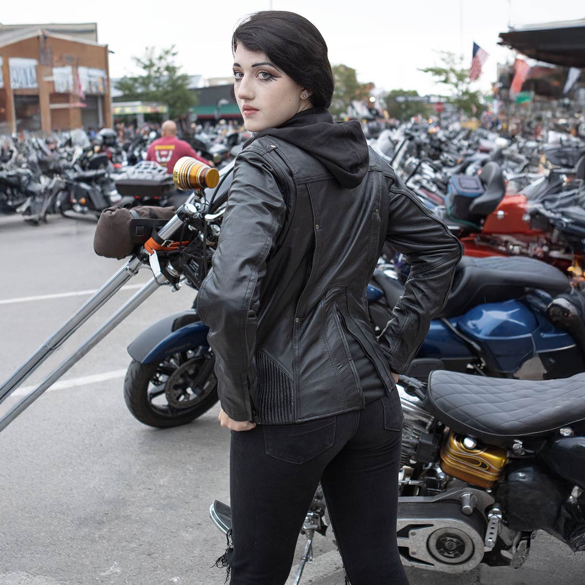 Hooded leather motorcycle jacket 2025