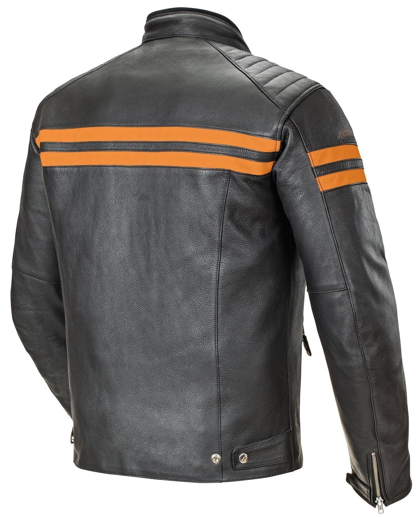 Joe Rocket 'Classic 92' Mens Black and Orange Leather Motorcycle Jacket