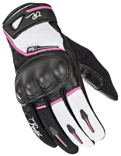 Joe Rocket Super Moto Women's Black/White/Pink Leather/Textile Gloves