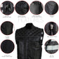 Milwaukee Leather LKM3784 Men's Classic Black Leather Motorcycle Rider Vest Stars and Stripes Design w/ USA Flag Liner