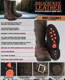 Milwaukee Leather MBM9063 Men's Classic Distressed Brown Leather Motorcycle Engineer Riding Biker Boots