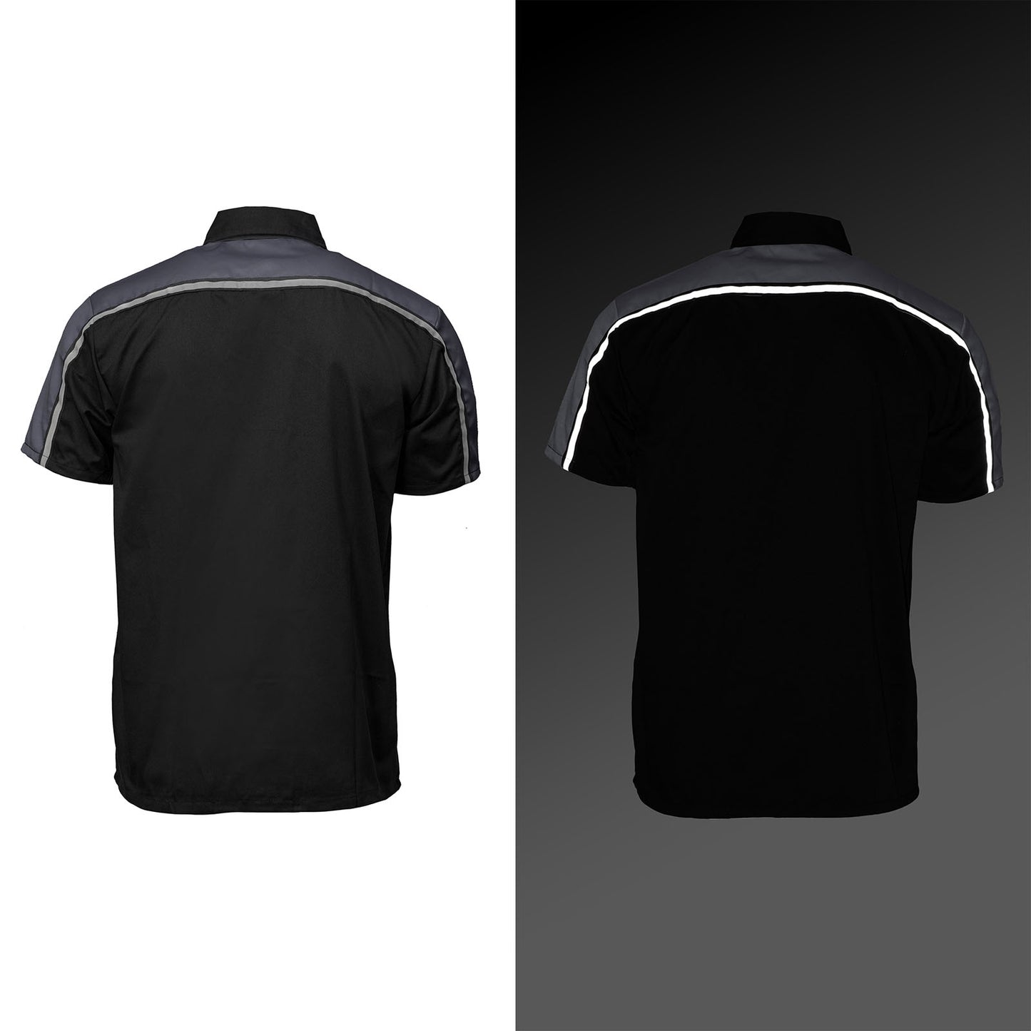 Milwaukee Motorcycle Clothing Co. MDM11601 Men's Black and Grey Button Up Mechanic Shirt w/ Reflective Stripe
