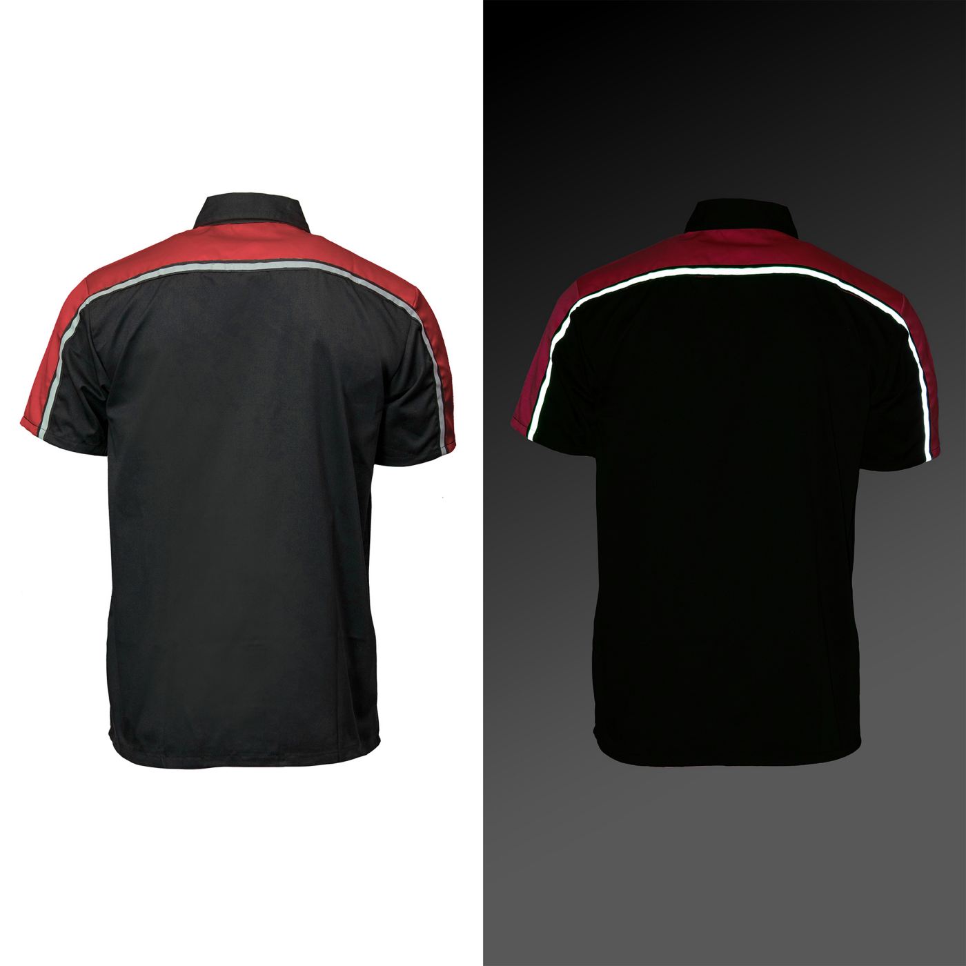 Milwaukee Motorcycle Clothing Co. Men’s Blk/Red Mechanic Work Shirt – w / Reflective Strip, Rider‑Built MDM11606