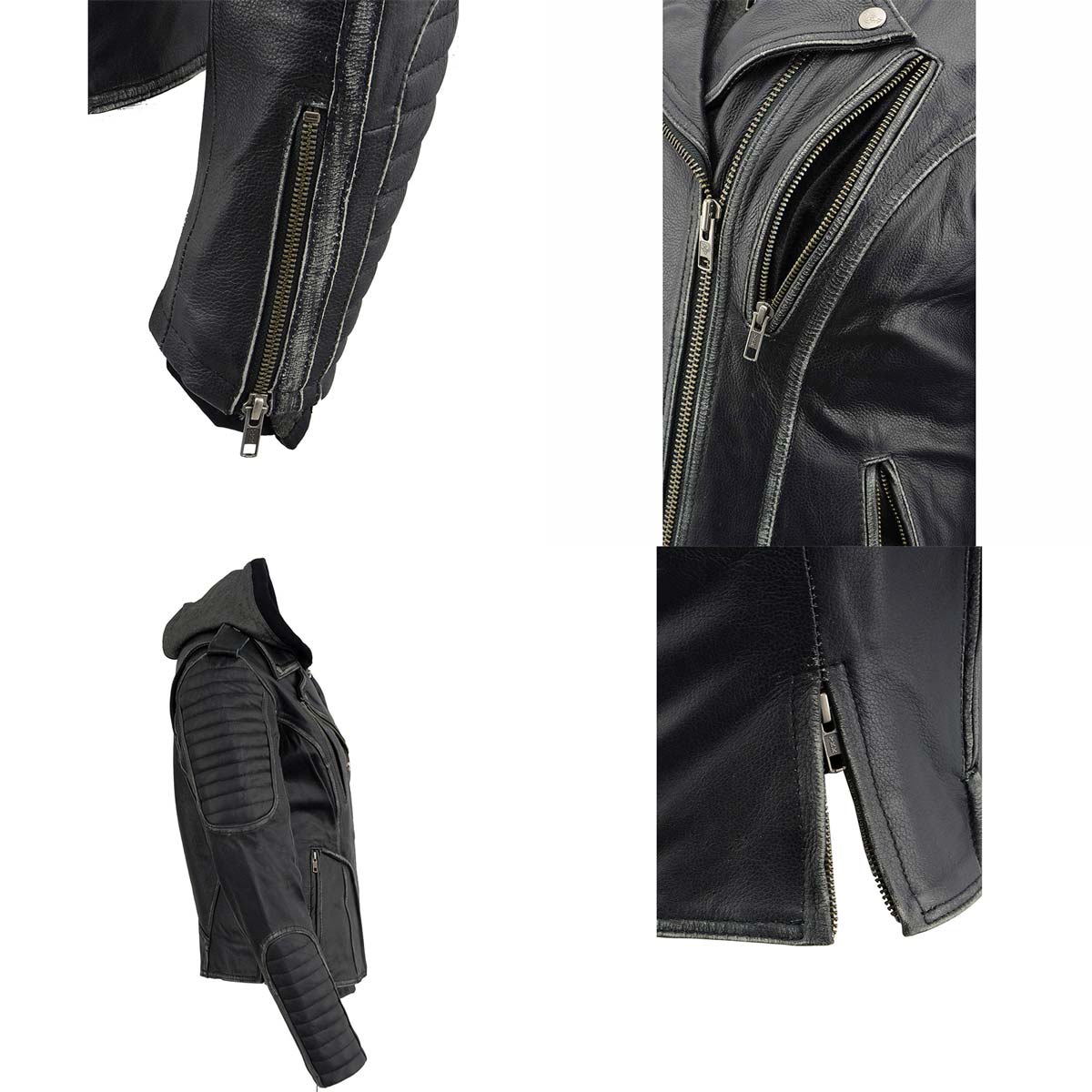 Women's Rub-Off MC Jacket w/ Hoodie Liner | Leatherup – LeatherUp USA