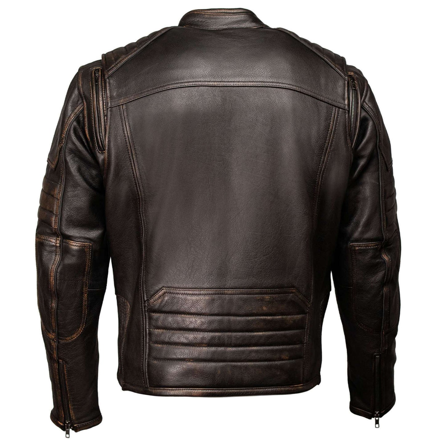 Milwaukee Motorcycle Clothing Co. Men's Anarchy Scooter Style Vintage Brown Premium Leather Riding Jacket MMC10004