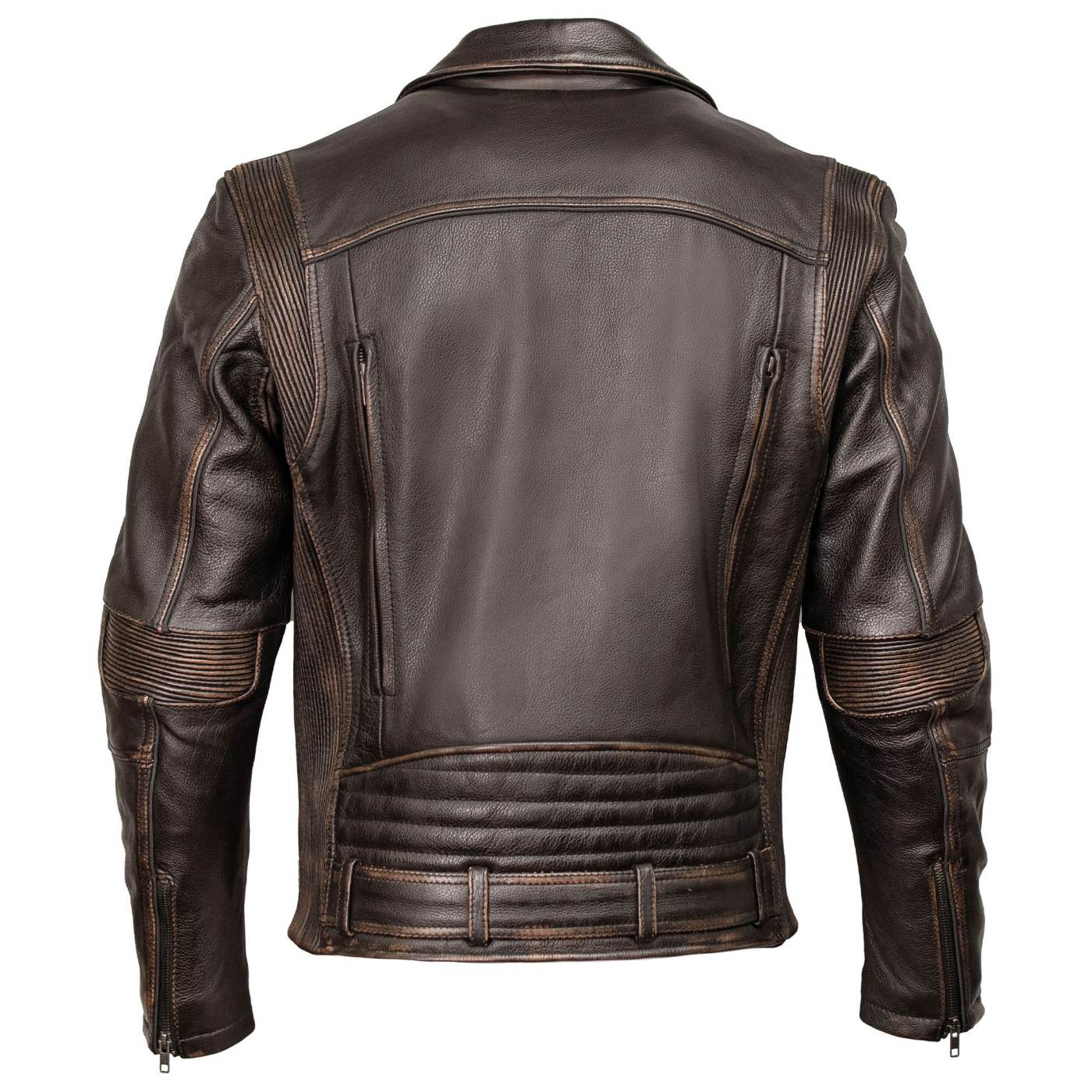 Milwaukee Motorcycle Clothing Co. Men's Unforgiven MC Style Vintage Brown Leather Jacket w/ Lapel Collar MMC10005