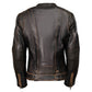 Milwaukee Motorcycle Clothing Co. Women’s Rebel Scooter Style Vinage Brown Leather Jacket w/ Mandarin Collar MMC20003