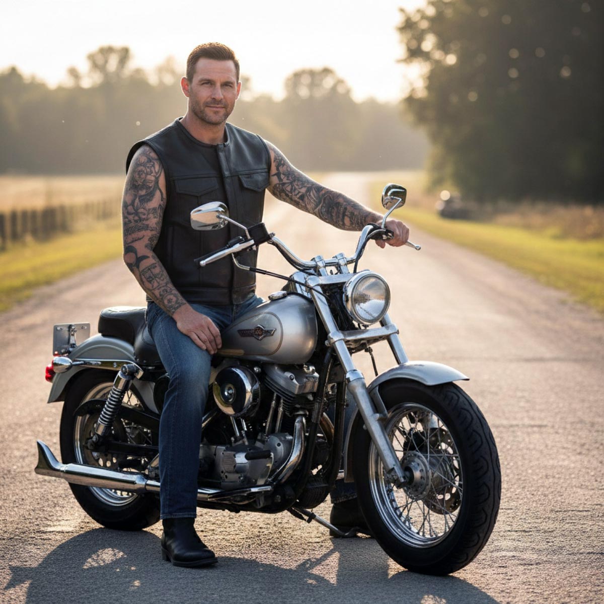 Milwaukee Motorcycle Clothing Co. Men's Low-Key Premium Black Leather Club Style Biker Vest MMC30000