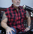 Milwaukee Leather MNG11692 Men’s Classic Black and Red Button-Down Flannel Cut Off Frayed Sleeveless Casual Shirt