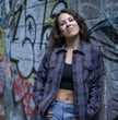 Milwaukee Leather MNG21603 Women's Casual Black with Purple Long Sleeve Casual Cotton Flannel Shirt
