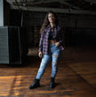 Milwaukee Leather MNG21604 Women's Casual Black with Pink Long Sleeve Casual Cotton Flannel Shirt
