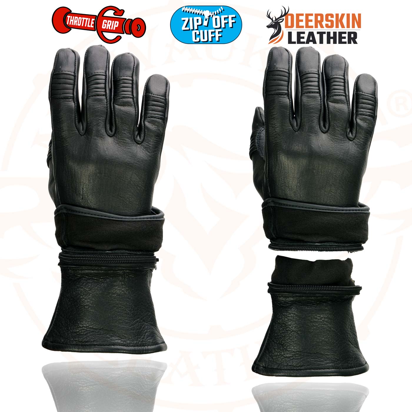 Milwaukee Leather SH870 Women's USA Deerskin Black Leather Gauntlet Winter Gloves w/ Gel Palm