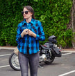 Hot Leathers FLL3004 Ladies Black and Aqua Long Sleeve Flannel