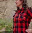 Hot Leathers FLL3002 Ladies Black and Salmon Long Sleeve Flannel