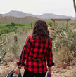 Hot Leathers FLL3002 Ladies Black and Salmon Long Sleeve Flannel