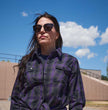 Milwaukee Leather MNG21603 Women's Casual Black with Purple Long Sleeve Casual Cotton Flannel Shirt