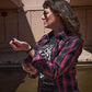 NexGen MNG21604 Women's Casual Black with Pink Long Sleeve Casual Cotton Flannel Shirt